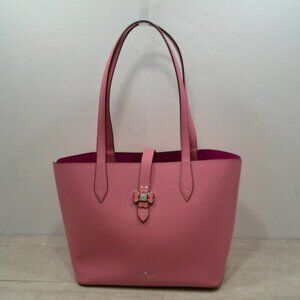 kate spade Kaci Bright Carnation Leather Minimalist Tote Bag| Purse Pocket Book